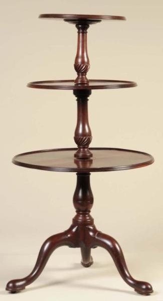 Appraisal: English Mahogany Dumbwaiter Description th Century Three tiers supported by