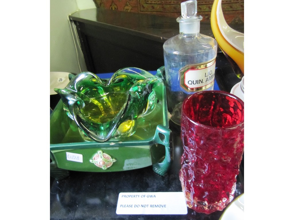 Appraisal: Whitefriars vase Eichwald planter chemist's bottle and an art glass