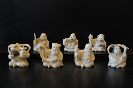 Appraisal: SET OF CARVED IVORY FIGURES OF THE JAPANESE LUCKY GODS