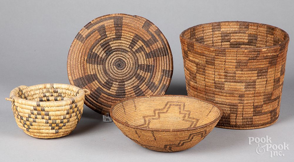 Appraisal: Four southwestern Indian coiled baskets Four southwestern Indian coiled baskets