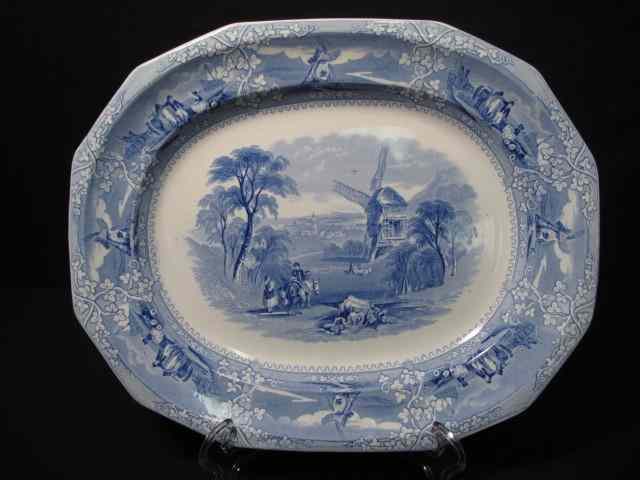 Appraisal: English blue Staffordshire platter with country scene Good condition has