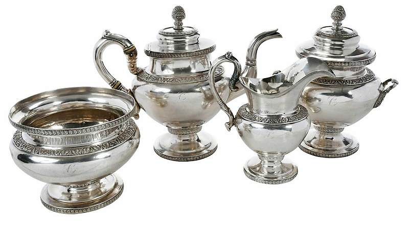 Appraisal: Four Piece Virginia Coin Silver Tea Service American early th