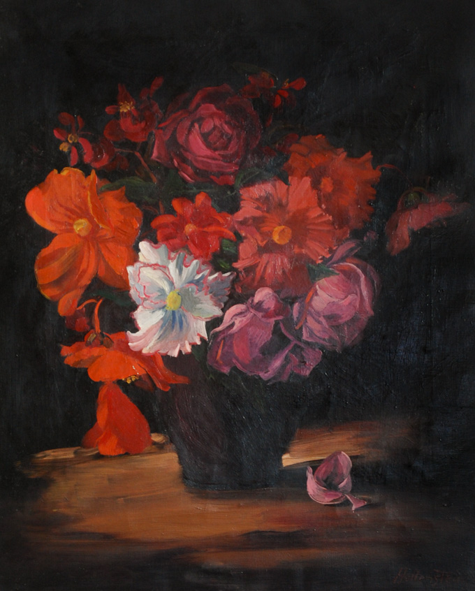 Appraisal: STEPHANIE HOLLENSTEIN OIL ON CANVAS Austria - Floral still-life Image