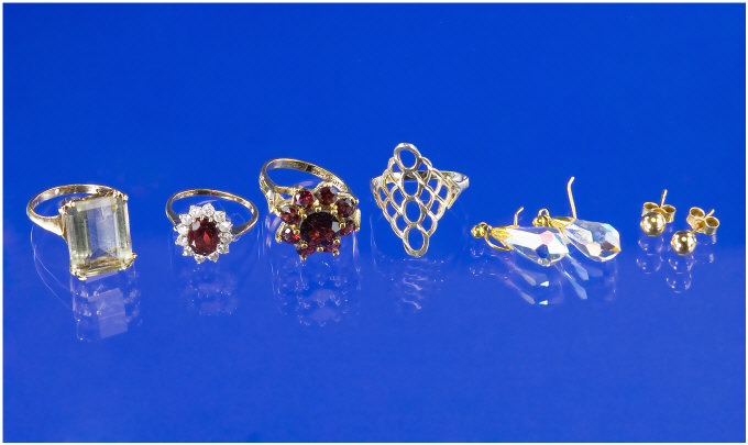 Appraisal: Small Collection Of Jewellery Comprising Three ct Gold Rings Pairs