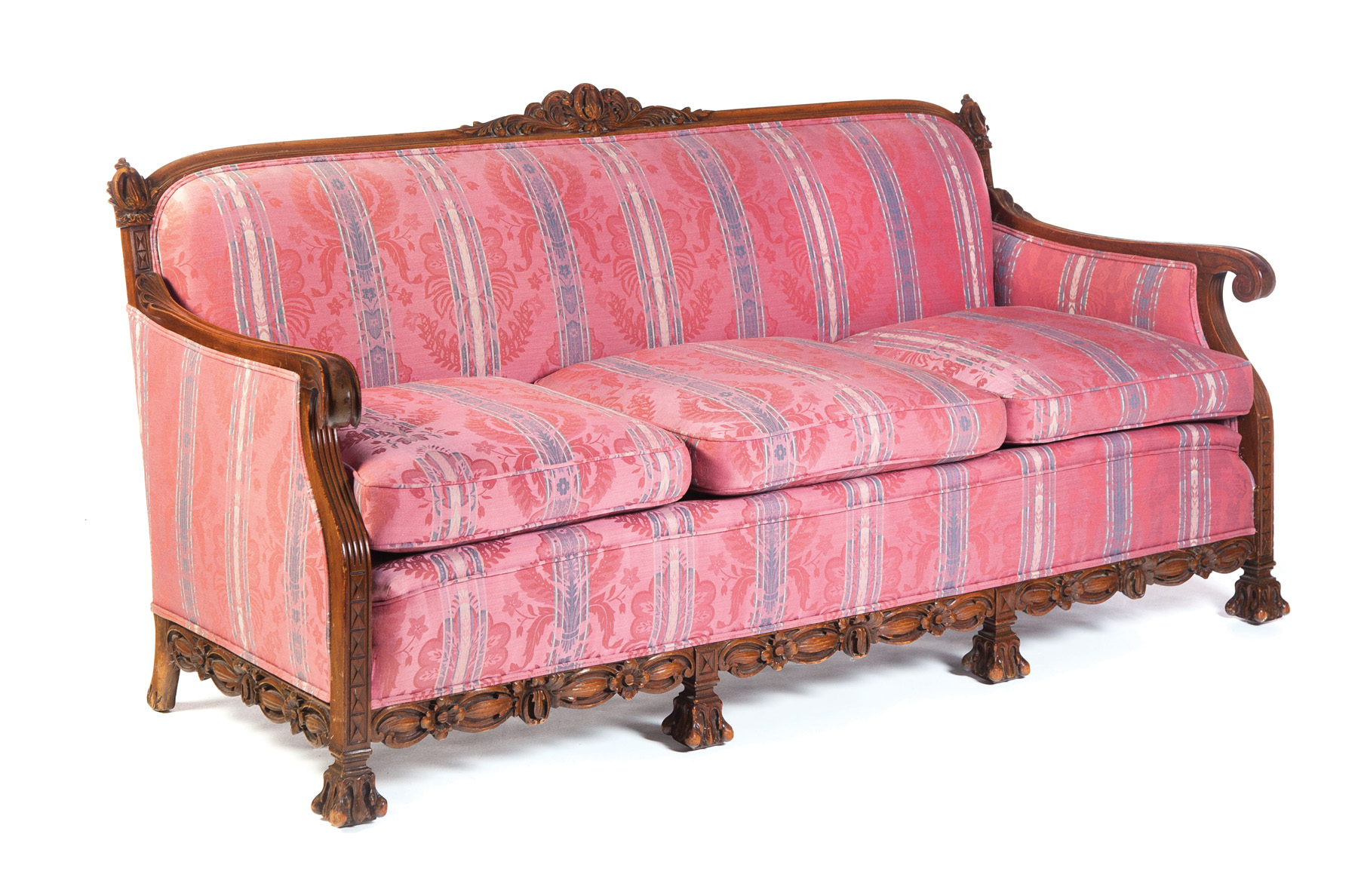 Appraisal: RENAISSANCE REVIVAL SOFA American nd quarter- th century Carved crest