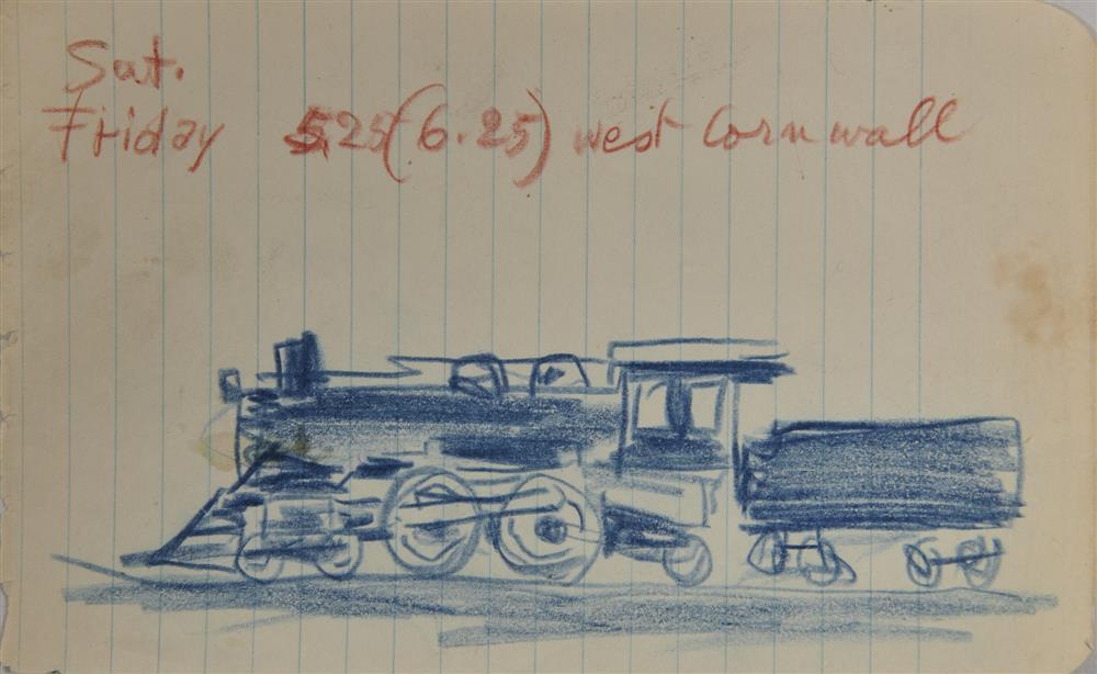 Appraisal: LYONEL FEININGER American German - Locomotive ca colored crayon on