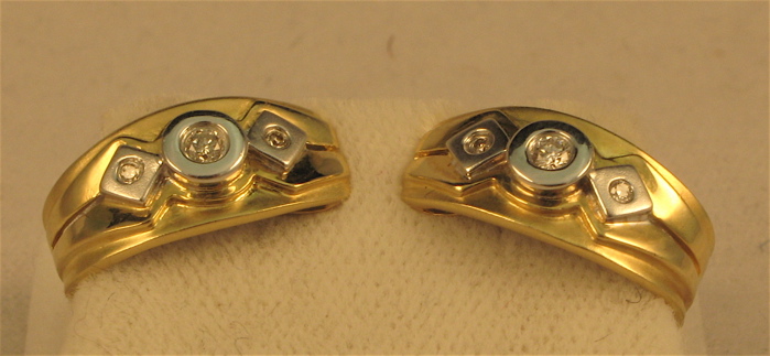 Appraisal: PAIR OF DIAMOND AND FOURTEEN KARAT YELLOW AND WHITE GOLD