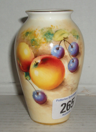 Appraisal: Royal Worcester Vase Depicting Fruit Hand Painted Signed Height cm