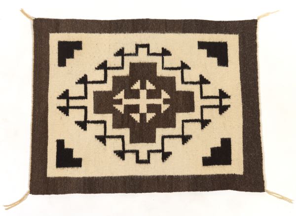 Appraisal: Navajo Storm Pattern Wool Rug x Handwoven wool on wool