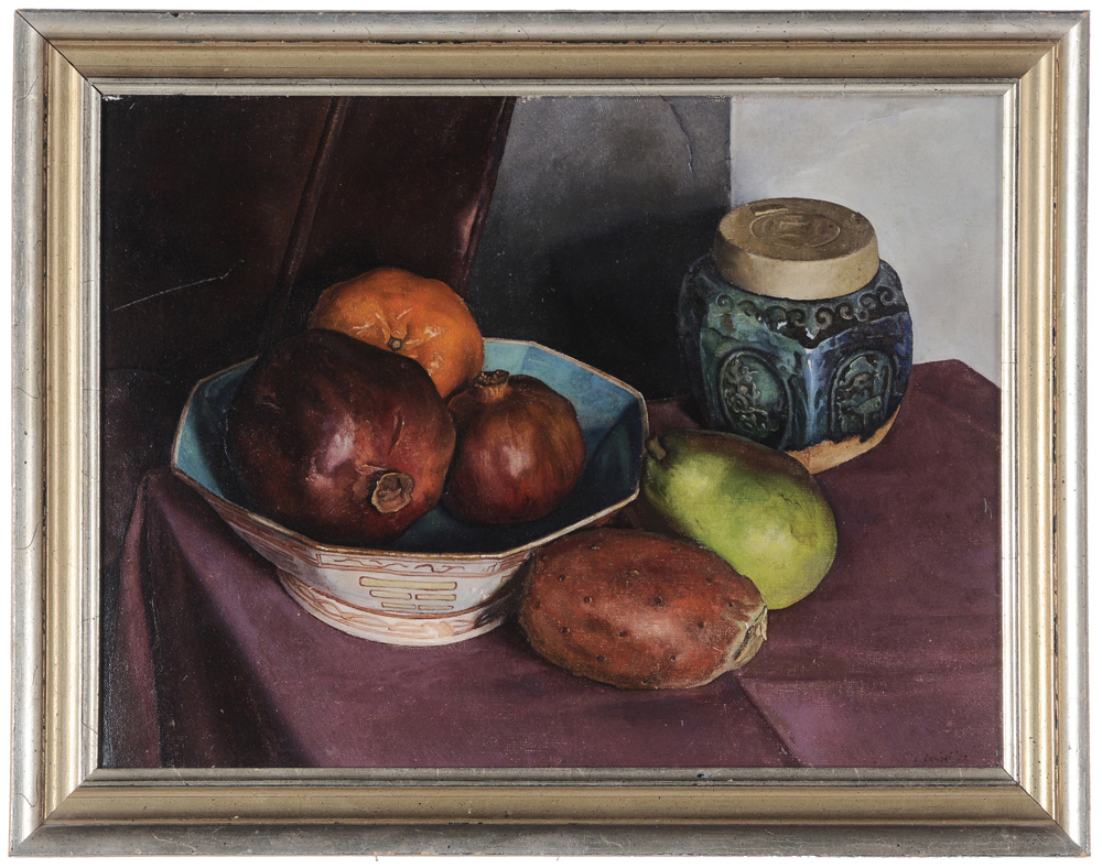 Appraisal: Luigi Lucioni American Italian - Pear Pear Cactus and Pomegranat