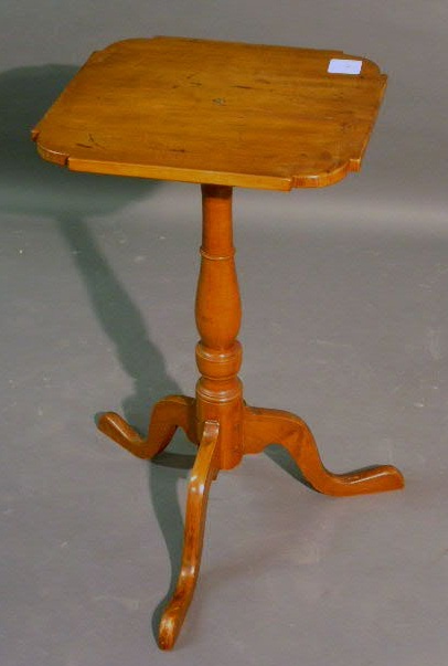 Appraisal: New England maple candlestand with cut-corner top h x w