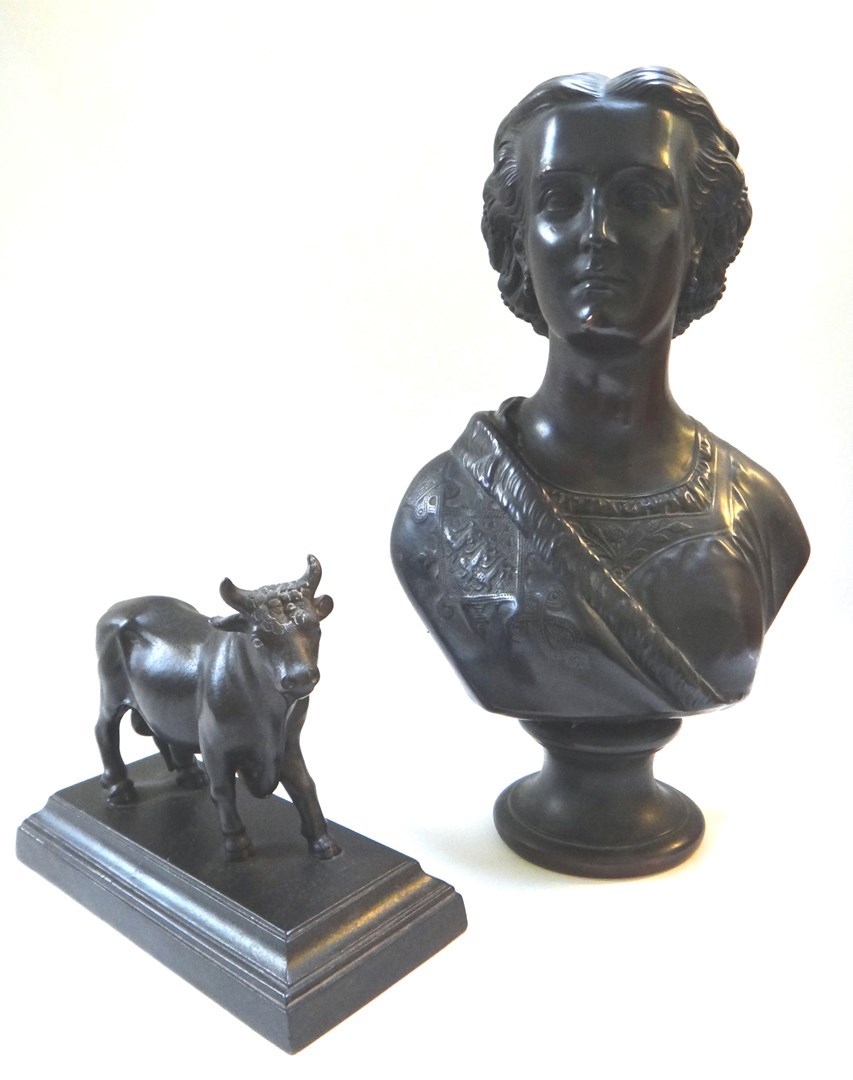 Appraisal: A patinated metal bust of Princess Alexandra cm high together