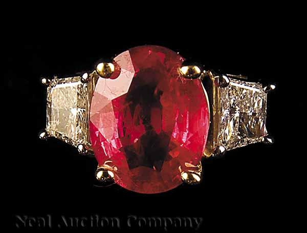 Appraisal: A Platinum Ruby and Diamond Ring set with an oval