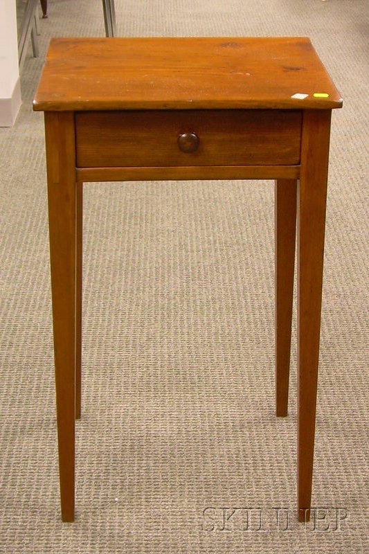 Appraisal: Country Federal Pine Taper Leg Stand with Drawer