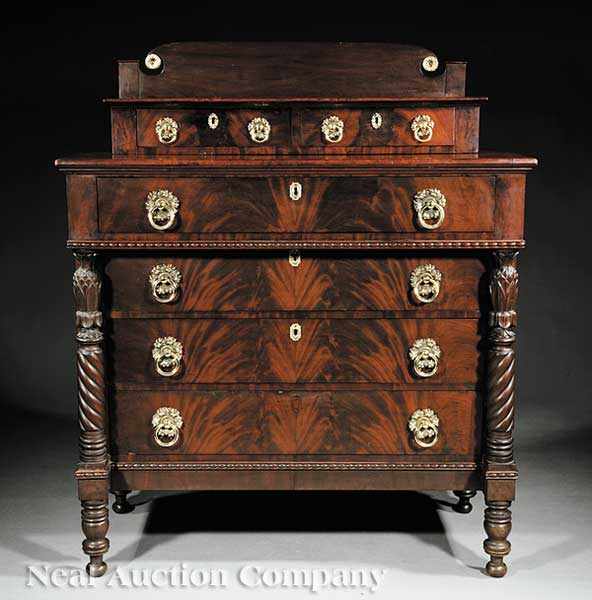 Appraisal: An American Classical Mahogany Gentleman's Dressing Chest c New England