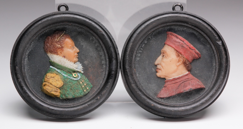 Appraisal: PAIR OF EUROPEAN WAX PORTRAITS Late th-early th century Profiles