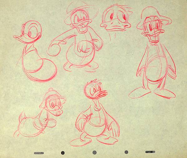 Appraisal: Six William Tytla rough drawings of Goofy and Donald Duck