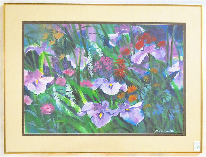 Appraisal: SATSUKO HAMILTON WATERCOLOR ON PAPER Oregon Japan st century Iris