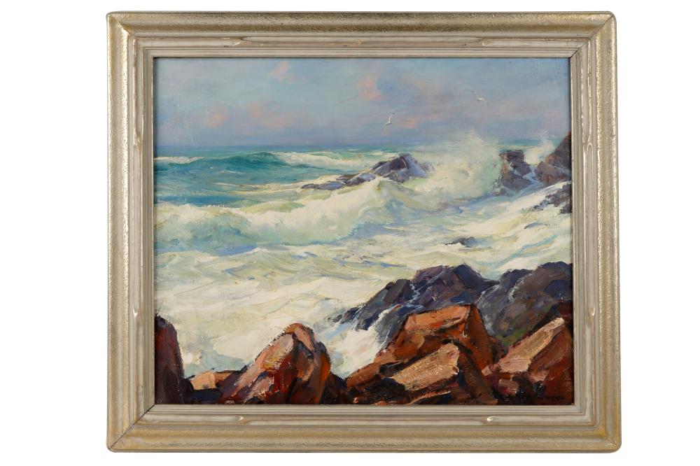 Appraisal: EMILE GRUPPE - MORNING SURF GLOUCESTER oil on canvas signed