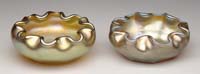 Appraisal: TWO TIFFANY STUDIOS OPEN SALTS Iridescent gold finish with ruffled