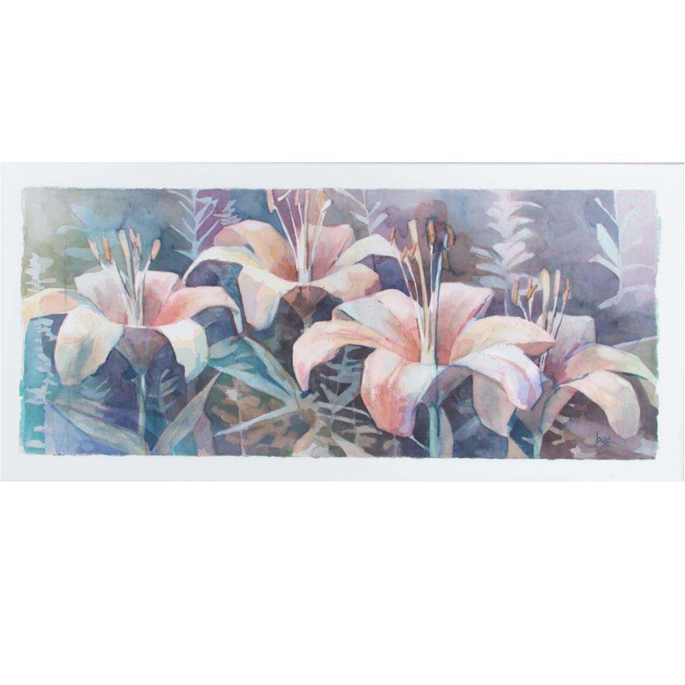 Appraisal: BROCK ELLIOTT CAGANN INDIANA TH ST CENTURY LILLIES WATERCOLOR ON