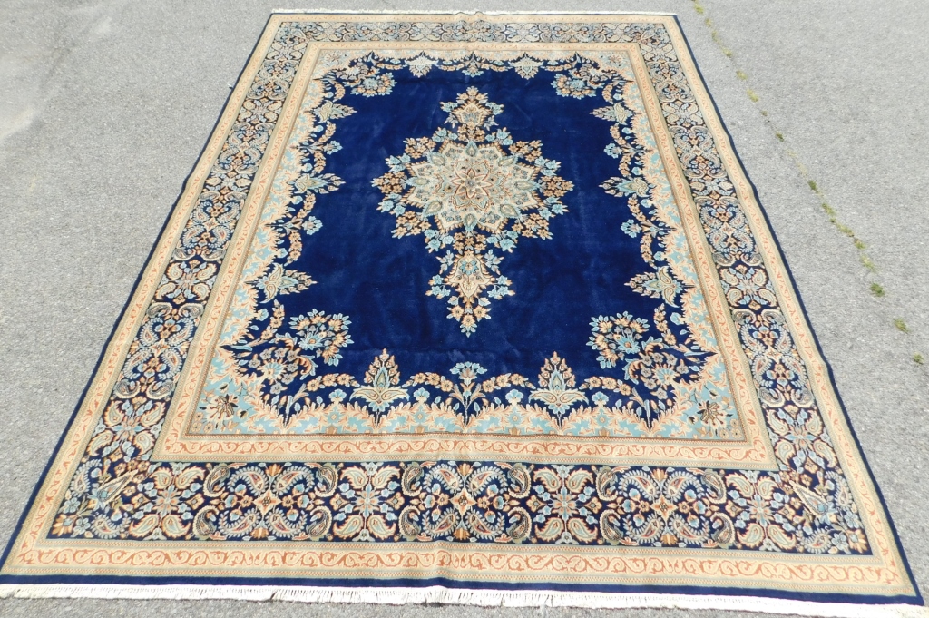 Appraisal: LG BLUE BOTANICAL RUG Middle East th CenturyLight blue pink