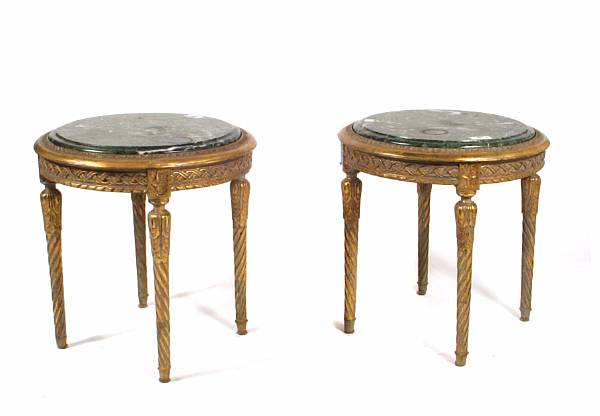 Appraisal: A pair of Louis XVI style parcel gilt and paint