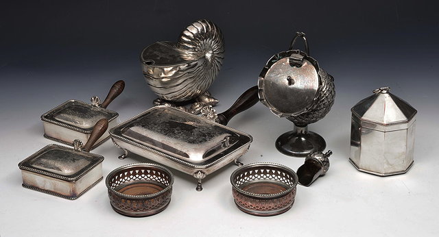 Appraisal: A COLLECTION OF SILVER PLATE TO INCLUDE a conch shell