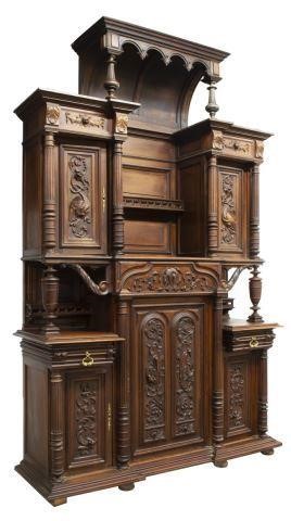 Appraisal: Continental Renaissance Revival walnut sideboard late th c arched center