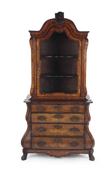 Appraisal: A late th century Dutch walnut and floral marquetry display