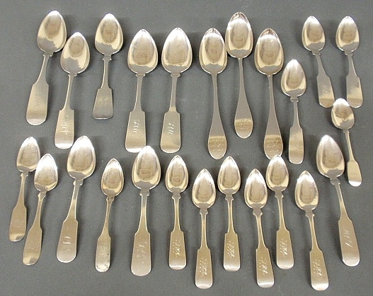 Appraisal: - Twenty-four coin silver spoons by various makers including I