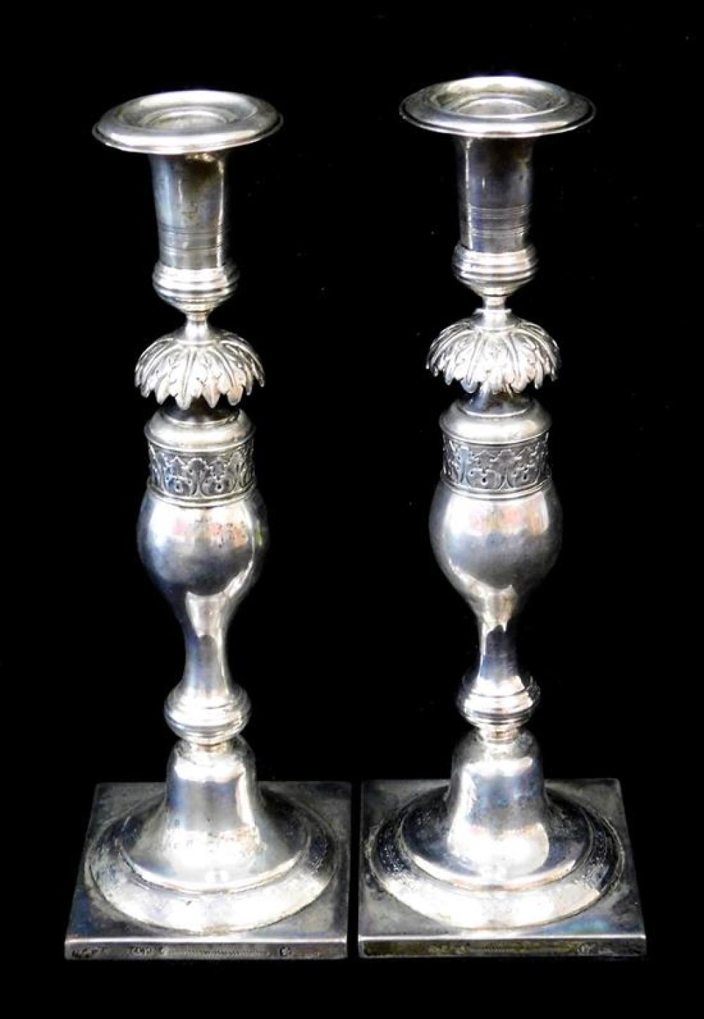 Appraisal: SILVER Pair of candlesticks tested silver likely German with Berlin