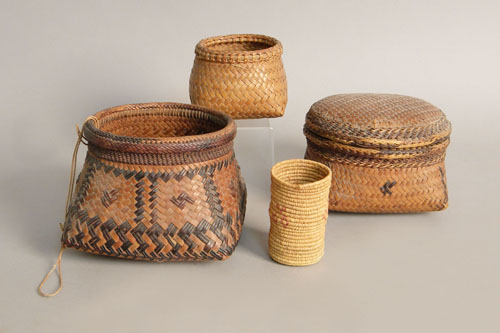 Appraisal: Group of four woven Indian baskets late th c to