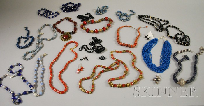 Appraisal: Group of Glass Stone and Metal Beaded Necklaces