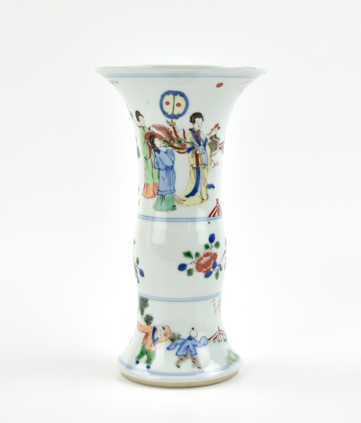 Appraisal: A Gu shaped vase with wide flared rim painted with