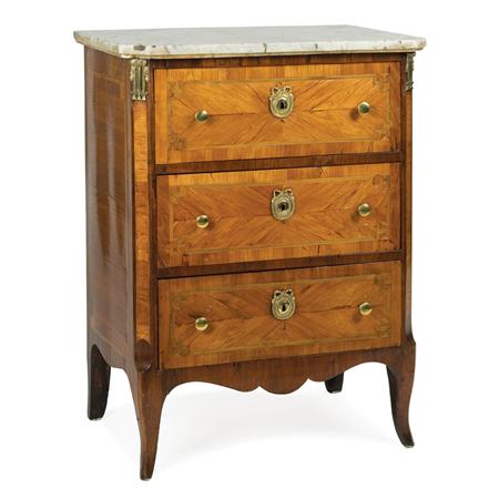 Appraisal: Transitional Louis XV XVI Gilt-Bronze Mounted Fruitwood and Kingwood Commode