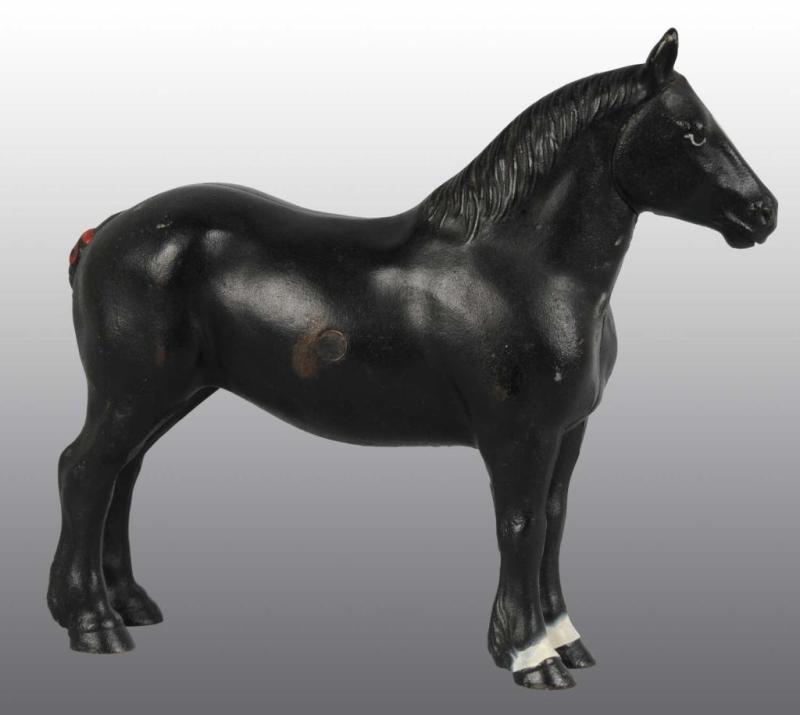 Appraisal: Cast Iron Percheron Doorstop Description Made by Hubley cat Full-figureblack