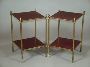 Appraisal: A pair of brass two tier whatnots th century of