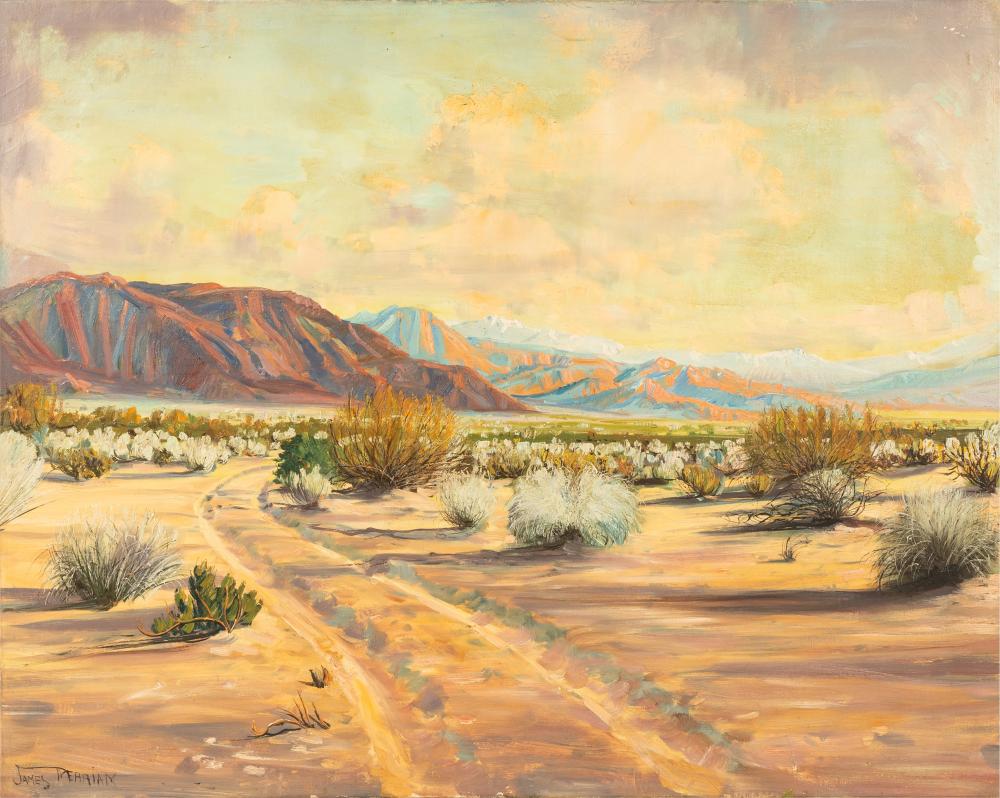 Appraisal: JAMES ARTHUR MERRIAM - DESERT LANDSCAPEoil on canvas signed lower