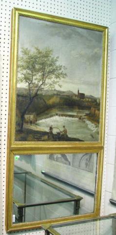 Appraisal: Antique Trumeau Mirror with a scenic oil on canvas painting