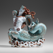 Appraisal: Ren Buthaud EXCEPTIONAL MERMAID SCULPTURE c faience h w d