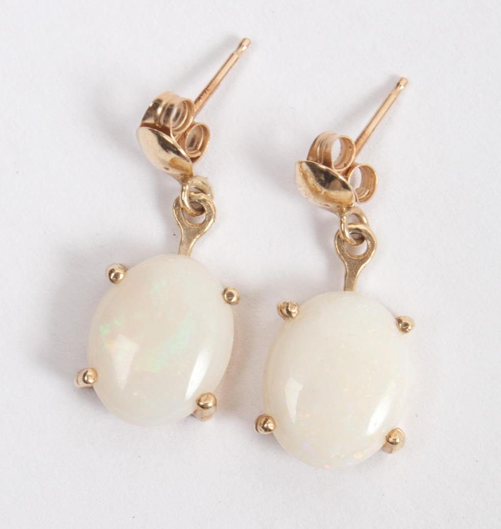 Appraisal: Pair of lady's K gold and opal earrings grams