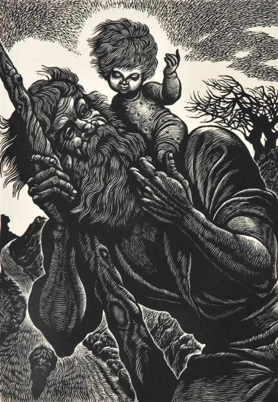 Appraisal: Fritz Eichenberg American - Saint Christopher wood engraving x cm