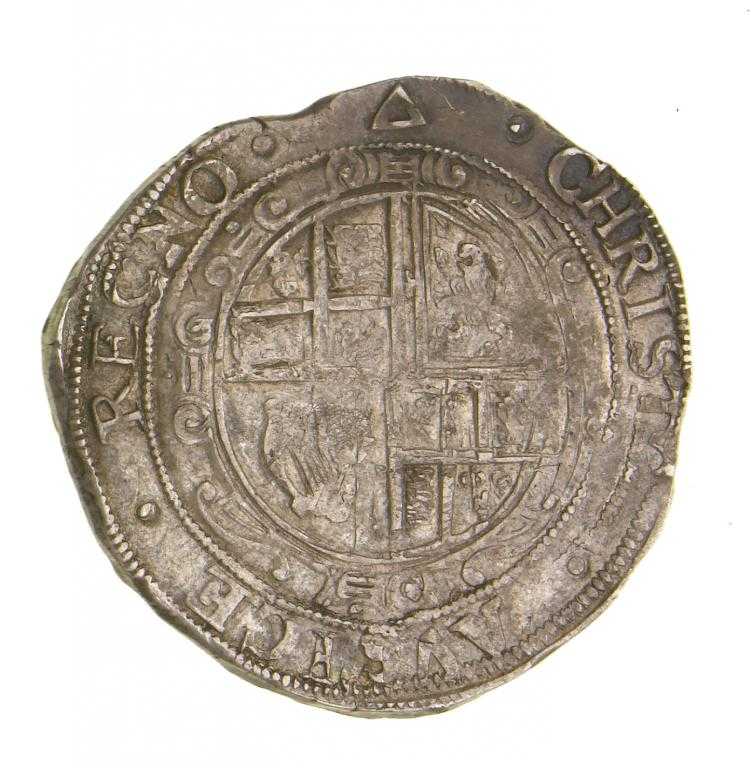 Appraisal: CHARLES I HALFCROWN - mm triangle poorly struck up g