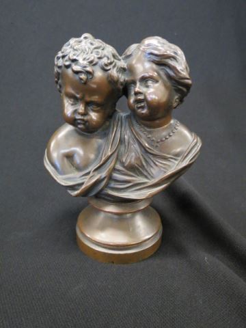 Appraisal: Bronze Figurine bust of young girl boy pedestal base th