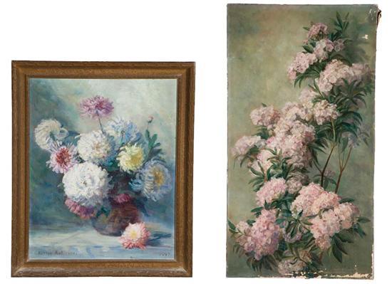 Appraisal: TWO FLORAL STILL LIFES BY F NORTON ROBINSON CONNECTICUT LATE