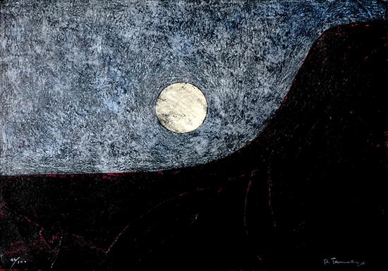 Appraisal: Rufino Tamayo Mexico - PAISAJE CON LUNA MOON OVER LANDSCAPE