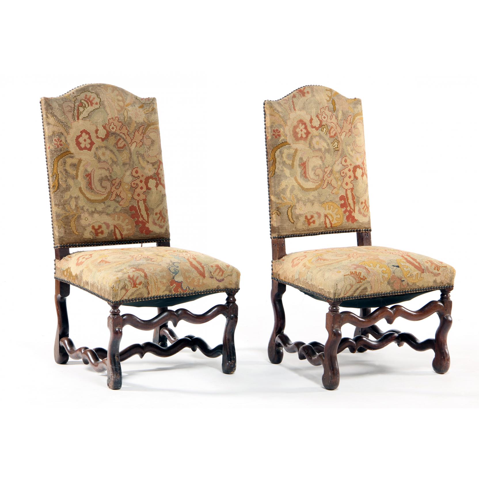 Appraisal: Pair of Louis XIII High Back Side Chairs th th