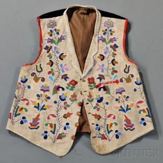 Appraisal: Santee Sioux Metis Beaded Hide and Cloth Vest c last