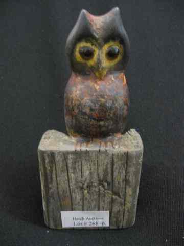 Appraisal: Richard Webber Carved Painted Owl Figurine glass eyes '' signed